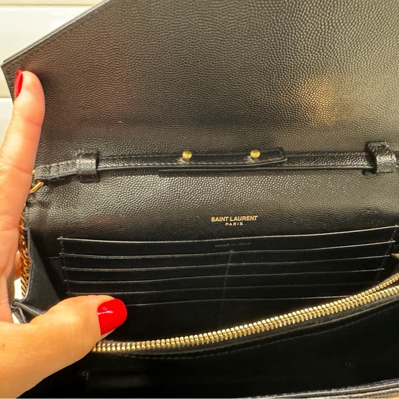 Yves Saint Laurent YSL Black Chevron Clutch with Gold Chain - Picture 11 of 11
